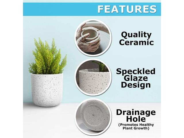 Flower Plant Pots Planter Ceramic For Succulents Plants, White, 5.75'Hx5.75'W