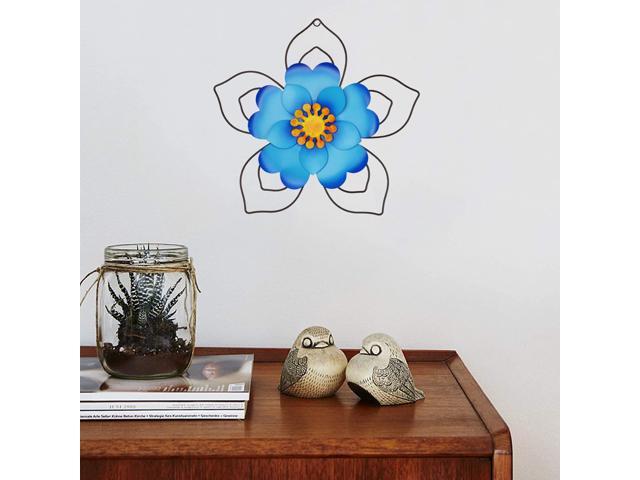 12' Metal Flower Wall Decor, Wall Art Sculpture, Metal Daisy Indoor/Outdoor Blue