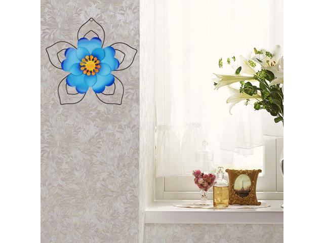 12' Metal Flower Wall Decor, Wall Art Sculpture, Metal Daisy Indoor/Outdoor Blue