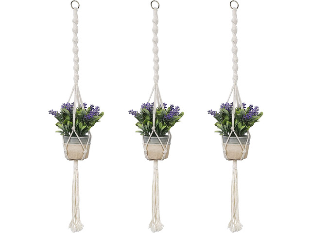 Macrame Plant Hanger 3 Pack with Hooks Cotton Rope Hanging Planters