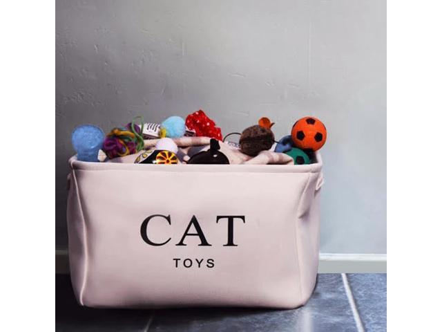 Storage Basket Rectangular with Handles 7.5''x16''x12.25'', White Canvas Cat