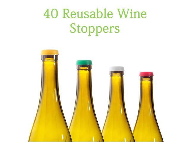 40 PCS Plastic Reusable Beverage Wine Bottle Corks Stoppers Plug Cap Lot Set