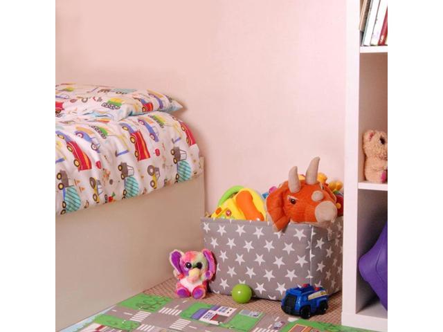 Storage Toys Laundry Organizer Basket Bin Set with Handles 7.5x16x12.25, Gray/White Stars
