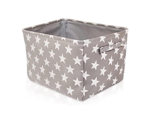 Storage Toys Laundry Organizer Basket Bin Set with Handles 7.5x16x12.25, Gray/White Stars