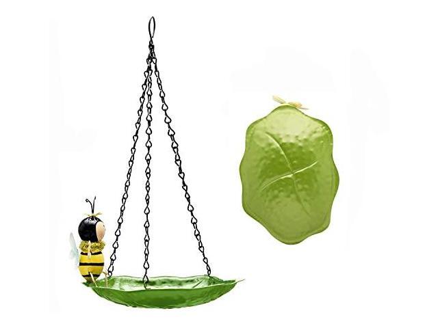 Hanging Bird Feeder Bird Bath Hanging Metal Tray with a Cute Bee, Rust Resistant