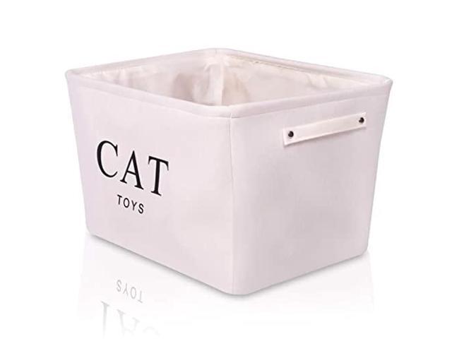 Storage Basket Rectangular with Handles 7.5''x16''x12.25'', White Canvas Cat