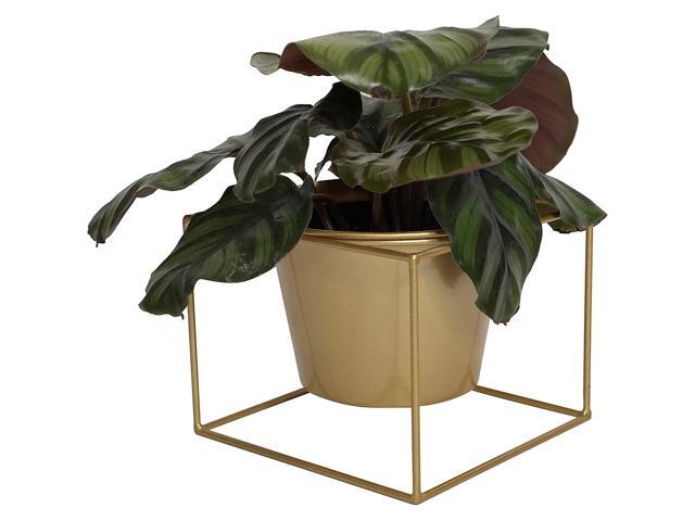 Metal Square Flower Plant Pot with Stand 6' Indoor Modern Planter Pot - Gold