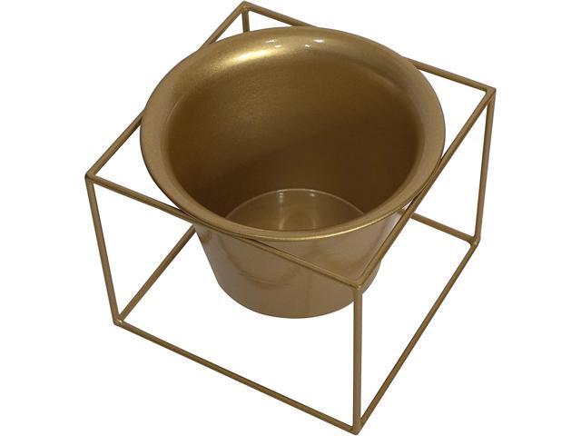 Metal Square Flower Plant Pot with Stand 6' Indoor Modern Planter Pot - Gold