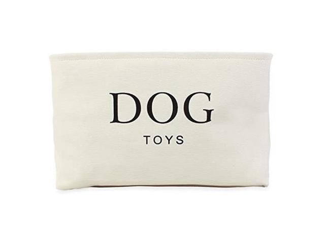 Storage Basket Rectangular with Handles 7.5''x16''x12.25'', White Canvas Dog-3Pk