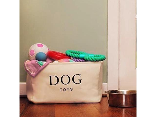 Storage Basket Rectangular with Handles 7.5''x16''x12.25'', White Canvas Dog-3Pk