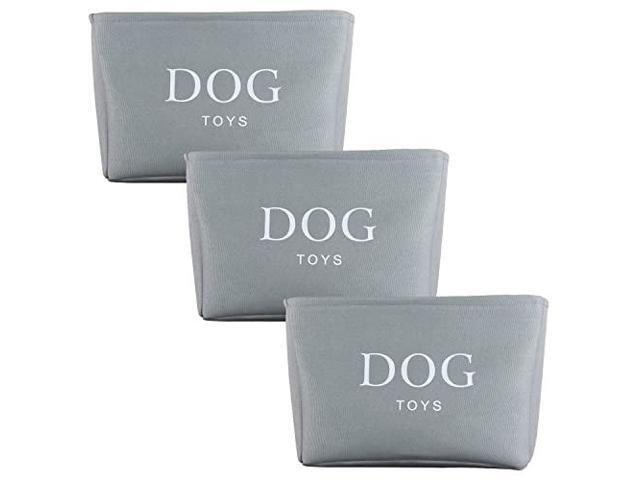 Storage Basket Rectangular with Handles 7.5''x16''x12.25'', Gray Canvas Dog-3Pk
