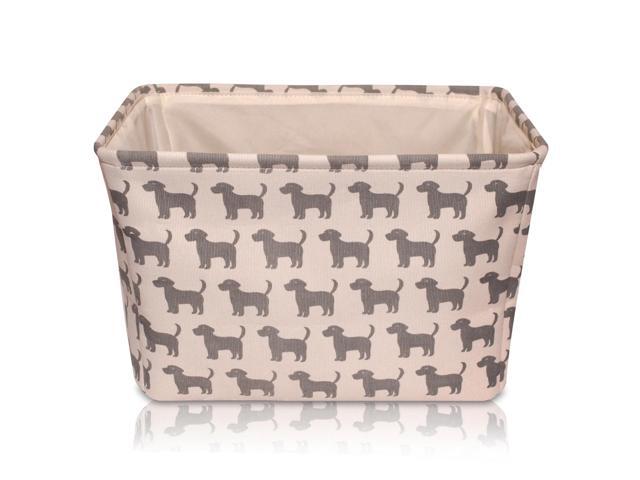 Dog Toy Rectangular Canvas w/Handles Storage Basket Organizer Bin Box 7.5x16x12