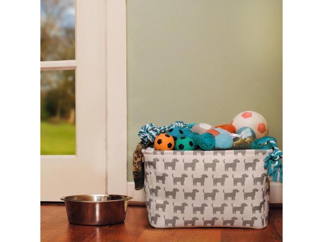 Dog Toy Rectangular Canvas w/Handles Storage Basket Organizer Bin Box 7.5x16x12