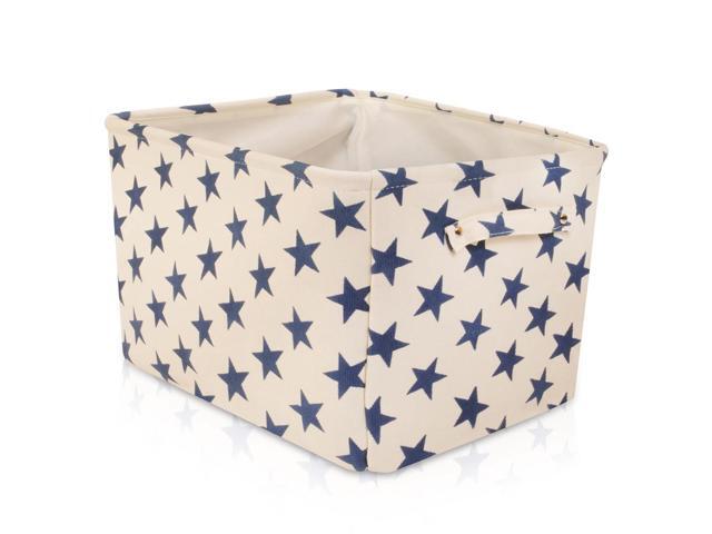 Storage Basket Rectangular with Handles 7.5''x16''x12.25'', White/Blue Stars-3Pk