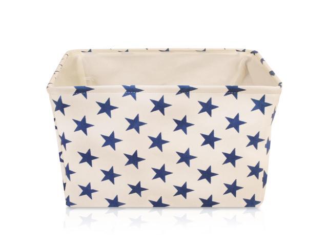 Storage Basket Rectangular with Handles 7.5''x16''x12.25'', White/Blue Stars-3Pk