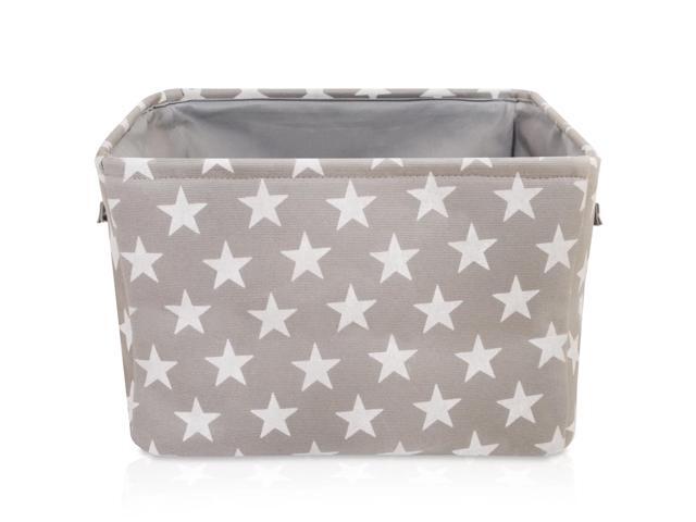 Storage Toys Laundry Organizer Basket Bin Set with Handles 7.5x16x12.25, Gray/White Stars-3Pk