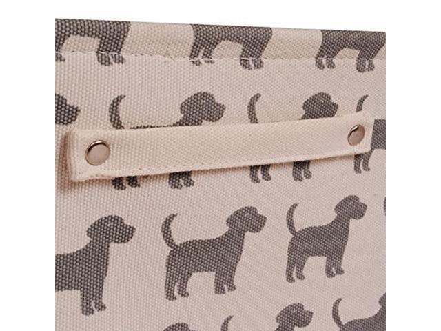 Storage Basket Rectangular, Handles 7.5''x16''x12.25'', White/Gray Dog Print-3Pk