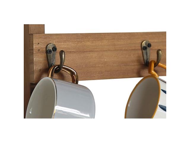 Coffee Mug Holder Wall Mounted Rustic Kitchen Wood For Bar or Station Coffee Rack