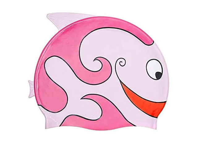 Unisex Silicone Swimming Bathing Cap for Kids, Waterproof Hat Fun Designs - Pink