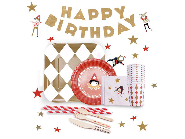 Disposable Dinnerware Set Robot Kids Space or Gold Foil Birthday Party Supplies