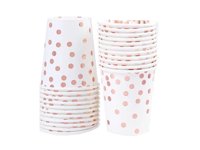 50 Pcs 12oz Happy Birthday Party Disposable Paper Rose Gold Dot Confetti Cups