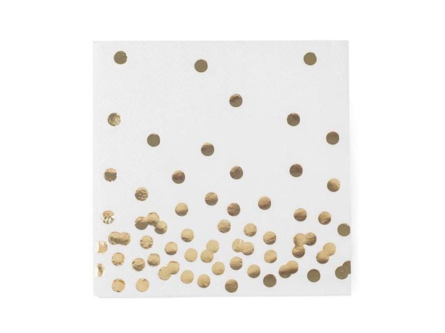 Gold Foil Polka Dot Confetti Paper Cocktail Napkins Disposable Birthday 50 Pack