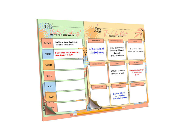 Magnetic Dry Erase Weekly Meal Planner Menu Board for Kitchen Refrigerator 12x9