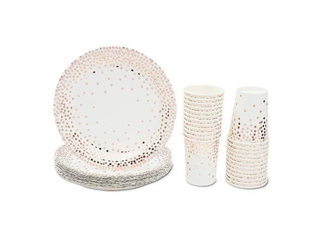 150 Pcs Rose Gold Birthday Party Disposable Plates 12oz Cups 50 Guest Set