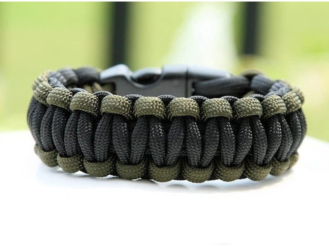 Survival Straps 550 Military Spec Paracord Side Release - Green/Tan - 7.5' Inch