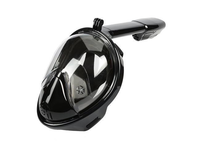 Snorkel Mask Full Face 180 Degree Vision Full Dry Camera Black L-XL