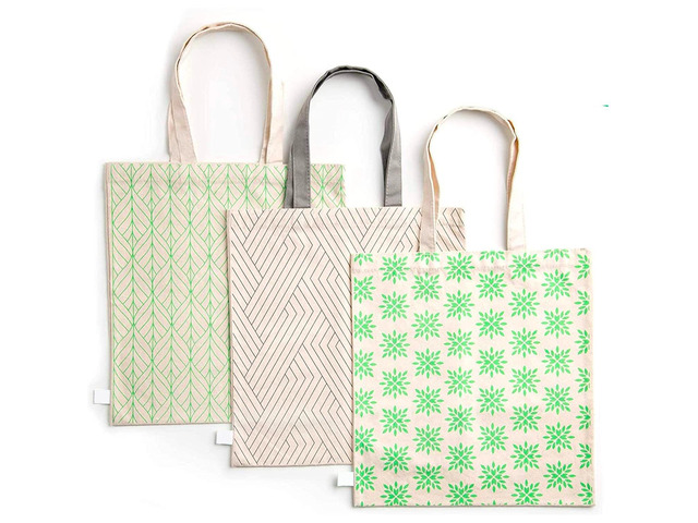 3 Pack Reusable Organic Cotton Tote Style Grocery All Purpose Bags