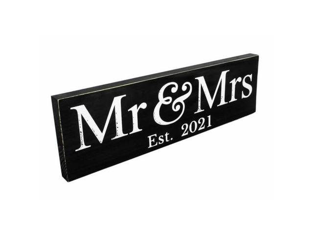 Mr & Mrs 2021 Large Hanging Wedding Sign Black Backdrop Decor Decoration - New