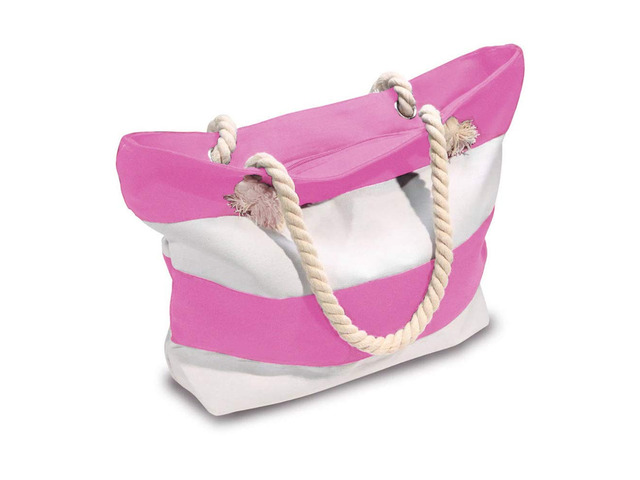 Shoulder Bag for Pool and Beach Top and Inner Zipper Rope Medium, Red and White
