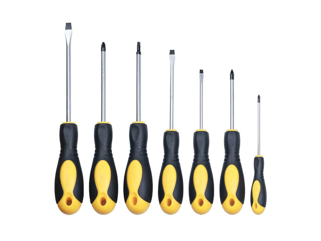 Non-Skid, Anti-Static Insulation Handle Flathead and Phillips Screwdrivers 7 PC