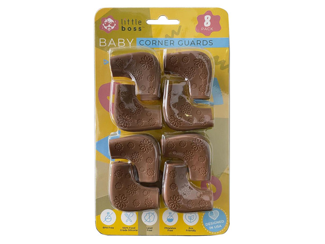 16 Guards Little Boss Baby Corner Soft Silicone Furniture Edge Protectors Brown