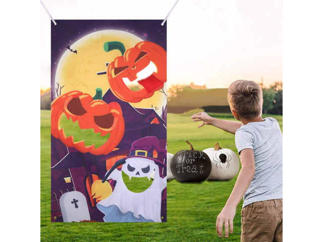 Halloween Bean Bag Toss Game Set Pumpkin Ghost Moon Banner Party Activity New