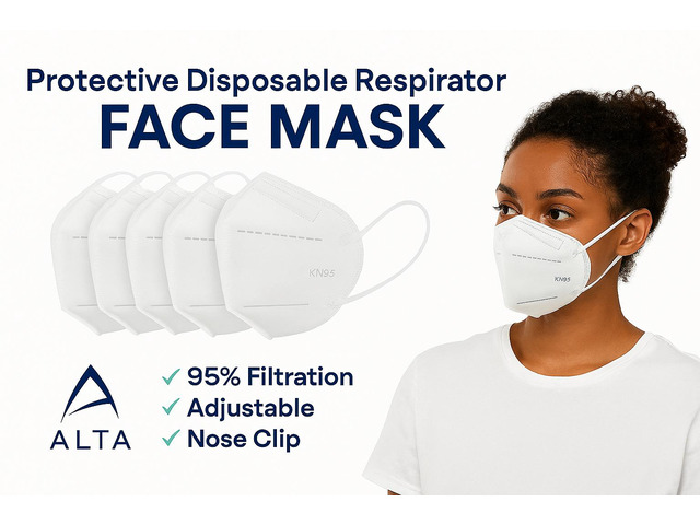 100-Pack Protective Disposable Face Masks KN95, 95% Filter, Earloop, Breathable