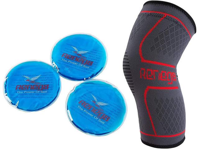 Knee Compression Brace Sleeve Black One Size Sport Gym Joint Pain Support