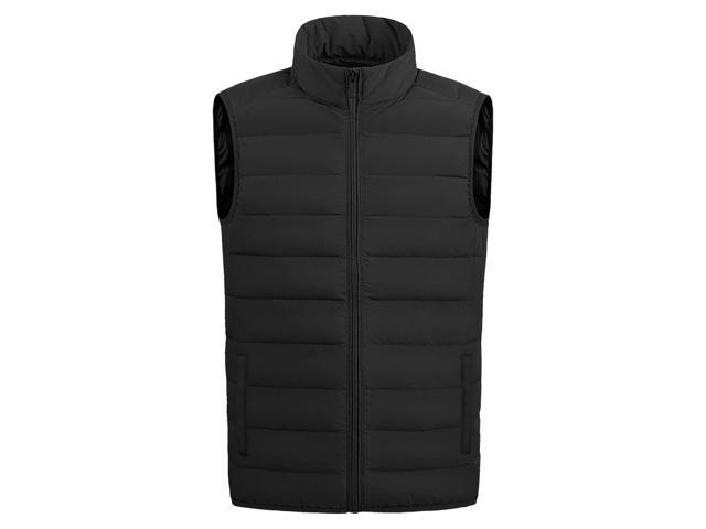 Men's Full Zip Warm Outerwear Puffer Vest Jacket, BSY18 Black, M