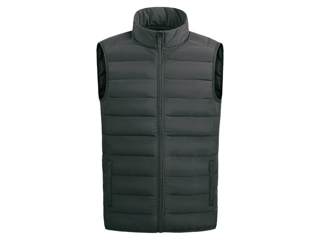 Men's Full Zip Warm Outerwear Puffer Vest Jacket, GSY3 Charcoal, M