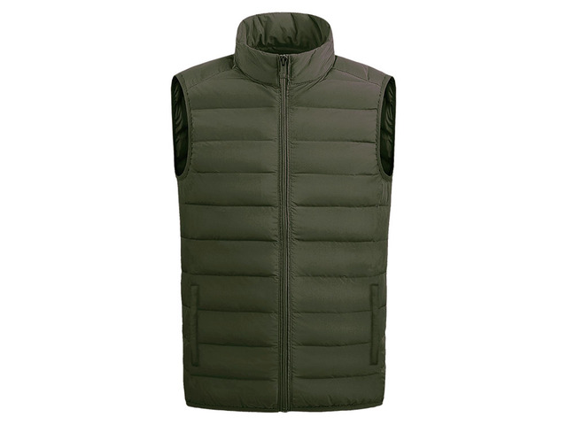 Men's Full Zip Warm Outerwear Puffer Vest Jacket, OSY17 Olive, M