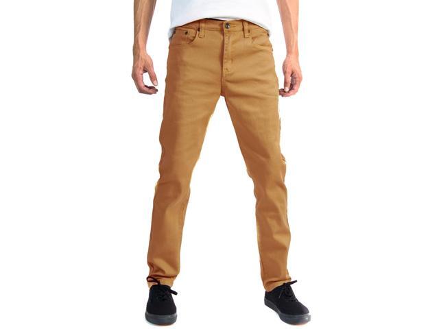 Alta Designer Fashion Mens Slim Fit Skinny Denim Jeans - Dark Khaki - Size 34