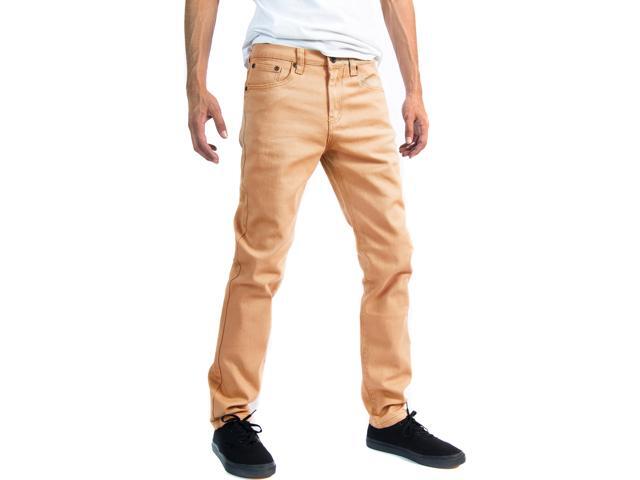 Alta Designer Fashion Mens Slim Fit Skinny Denim Jeans - Khaki - Size 40
