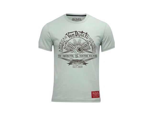 Von Dutch Men's Authentic Logo Design Short Sleeve T-Shirt, Tan, L