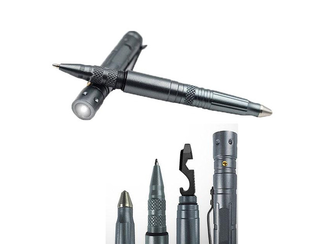 Tactical Pen 7-in-1 Multi Tool Self Defense Kubotan Flashlight Glass Breaker