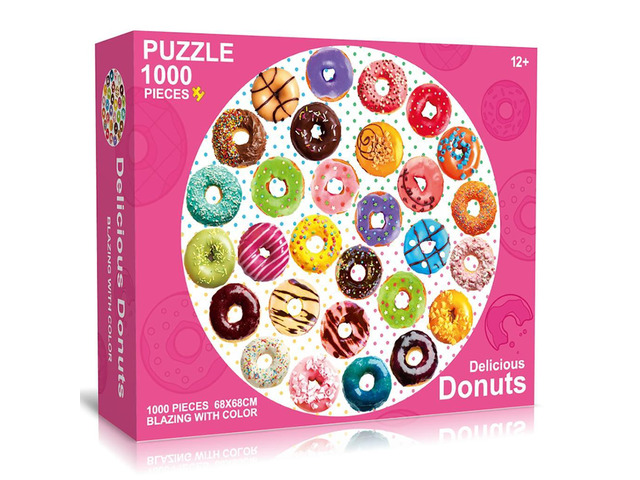 Delightful Donuts 1000 Piece Jigsaw Puzzle for Adults Kids Ages 12+ Paper - New