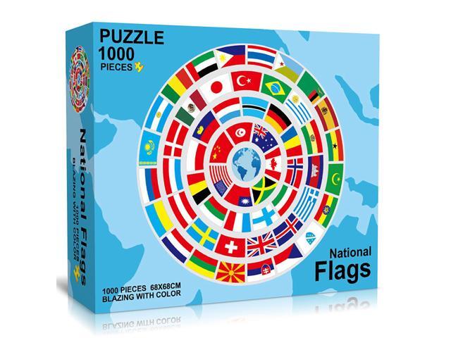 1000 Piece Age 12+ Kids Family National Flags Large Round Jigsaw Puzzle