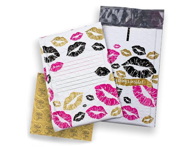 4x8 In Pack of 240 Kisses Poly Bubble Address - Labels & 240 Thank You Stickers