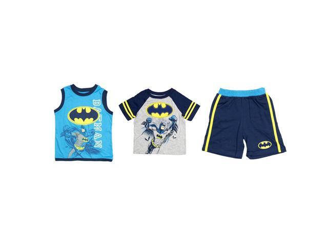 DC Comics Toddlers 3 Piece Tank, T-Shirt, and Shorts Clothing Set, Batman, 6