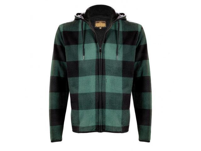 Men's Sherpa Lined Flannel Hooded Jacket Full Zip Plaid Warm Winter Coat